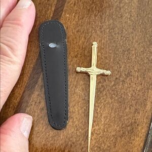 Vintage Goldtone Sword Toothpick with Case